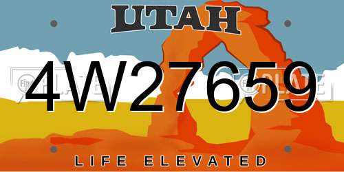 4W27659 Utah License Plate