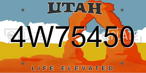 4W75450 Utah License Plate