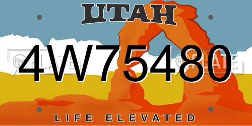 4W75480 Utah License Plate