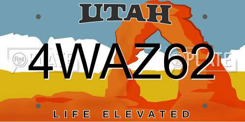 4WAZ62 Utah License Plate