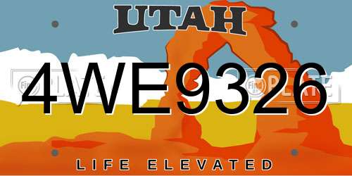 4WE9326 Utah License Plate