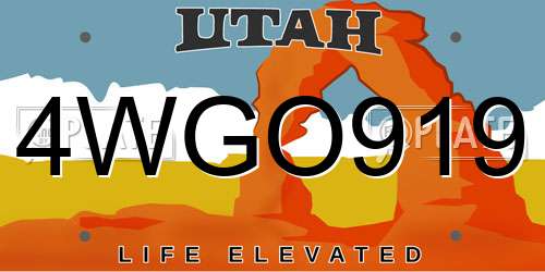 4WGO919 Utah License Plate