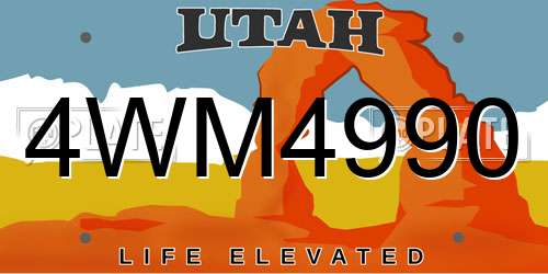 4WM4990 Utah License Plate