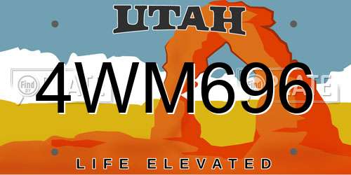4WM696 Utah License Plate