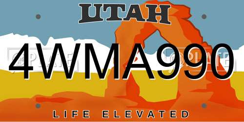 4WMA990 Utah License Plate