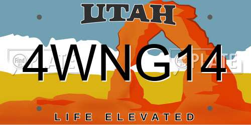 4WNG14 Utah License Plate