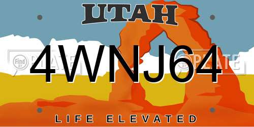 4WNJ64 Utah License Plate