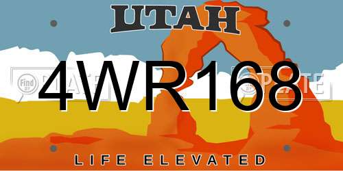 4WR168 Utah License Plate