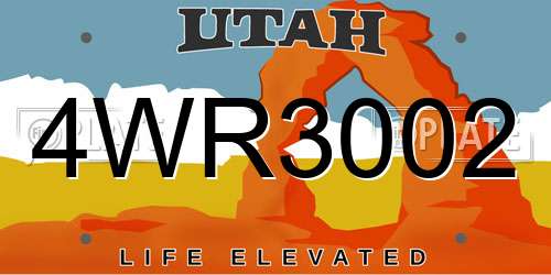4WR3002 Utah License Plate