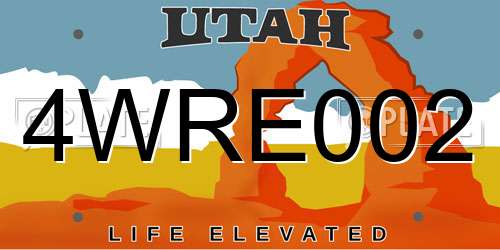 4WRE002 Utah License Plate