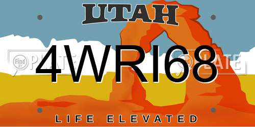 4WRI68 Utah License Plate