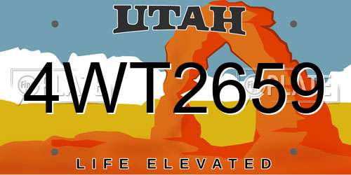4WT2659 Utah License Plate