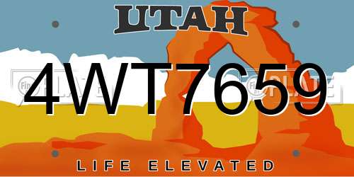 4WT7659 Utah License Plate