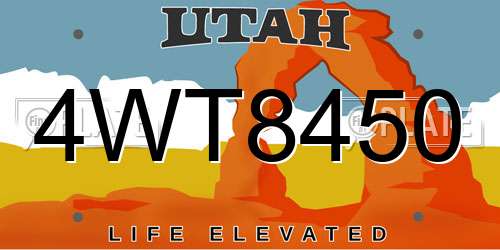 4WT8450 Utah License Plate