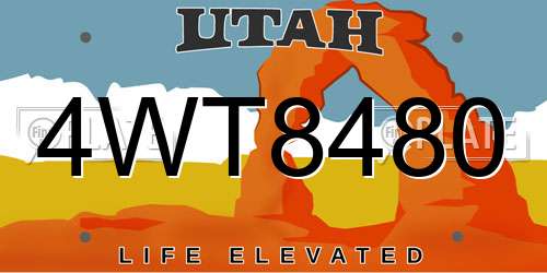 4WT8480 Utah License Plate