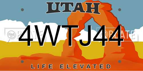4WTJ44 Utah License Plate