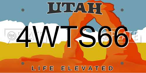 4WTS66 Utah License Plate