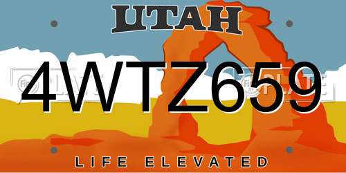 4WTZ659 Utah License Plate