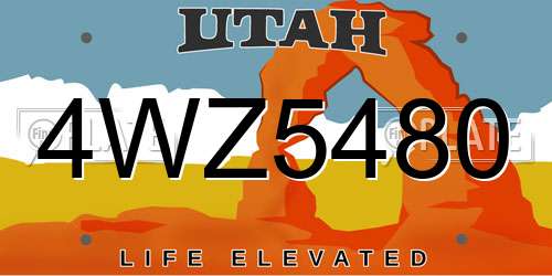4WZ5480 Utah License Plate