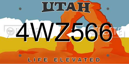 4WZ566 Utah License Plate