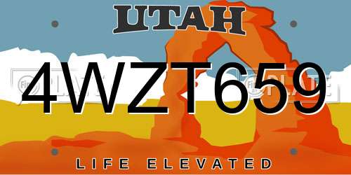 4WZT659 Utah License Plate