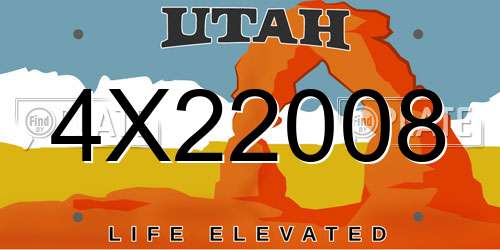 4X22008 Utah License Plate