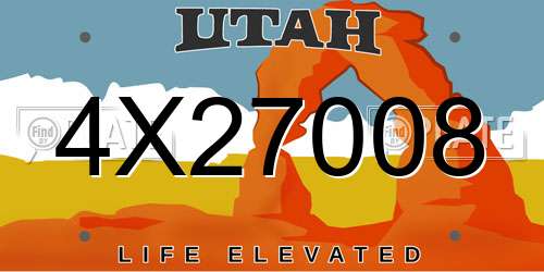4X27008 Utah License Plate