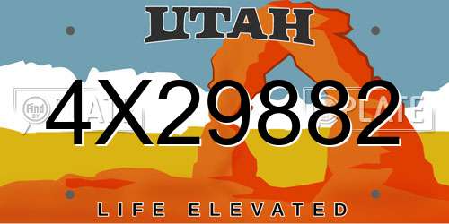 4X29882 Utah License Plate