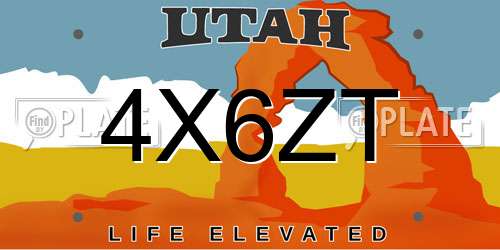4X6ZT Utah License Plate