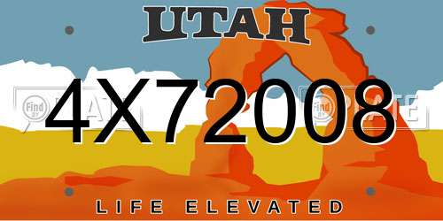 4X72008 Utah License Plate