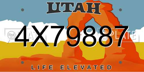 4X79887 Utah License Plate