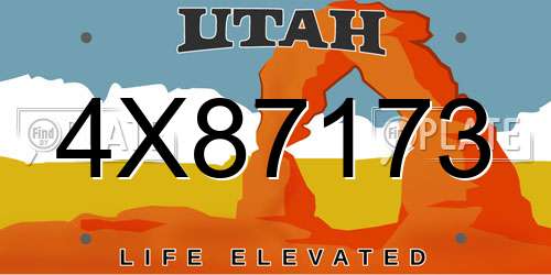 4X87173 Utah License Plate