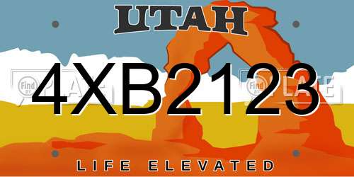 4XB2123 Utah License Plate
