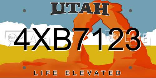 4XB7123 Utah License Plate