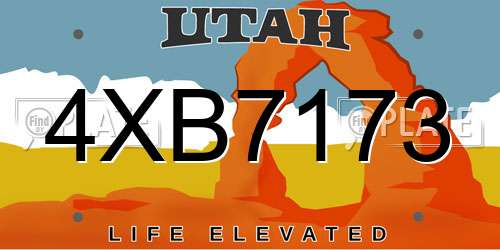 4XB7173 Utah License Plate