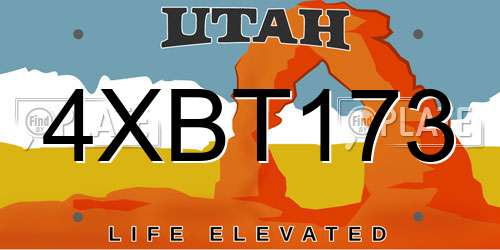 4XBT173 Utah License Plate
