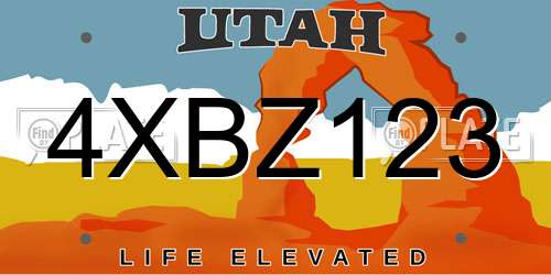 4XBZ123 Utah License Plate