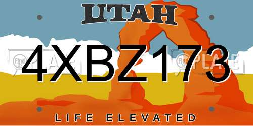 4XBZ173 Utah License Plate