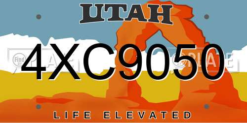 4XC9050 Utah License Plate
