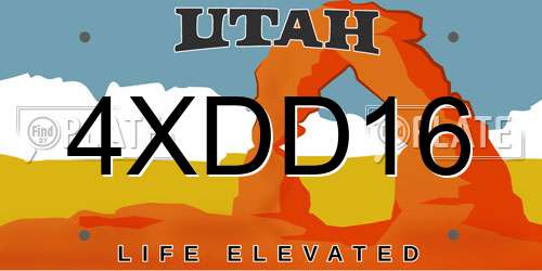 4XDD16 Utah License Plate