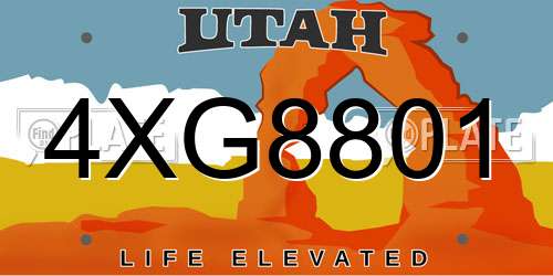 4XG8801 Utah License Plate