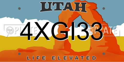 4XGI33 Utah License Plate