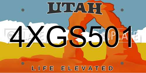4XGS501 Utah License Plate