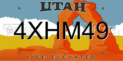 4XHM49 Utah License Plate