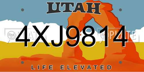 4XJ9814 Utah License Plate