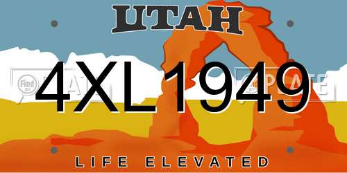 4XL1949 Utah License Plate