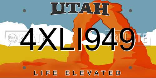 4XLI949 Utah License Plate
