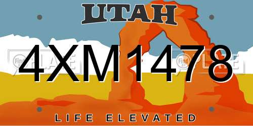4XM1478 Utah License Plate