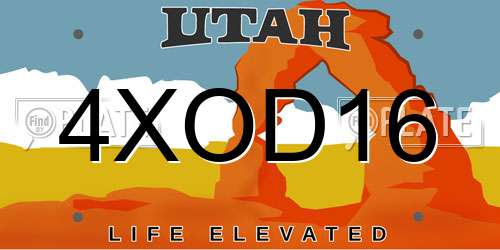 4XOD16 Utah License Plate
