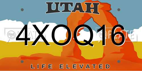 4XOQ16 Utah License Plate